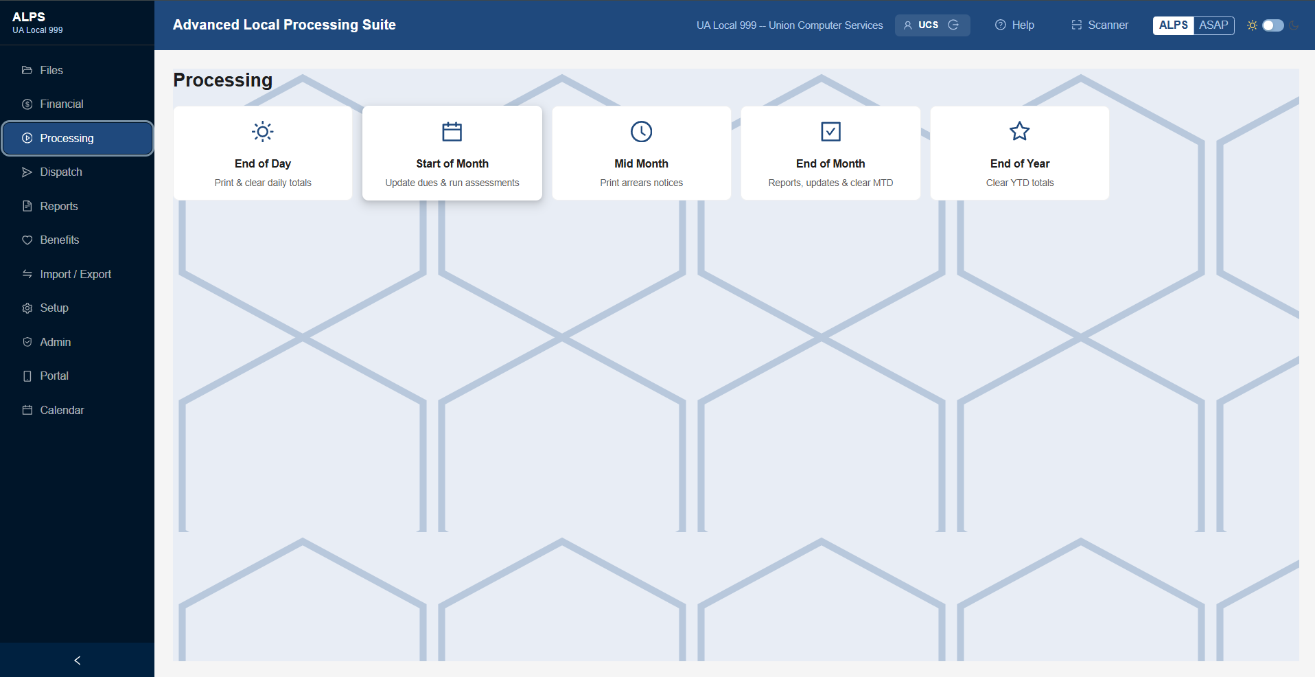 Processing Menu