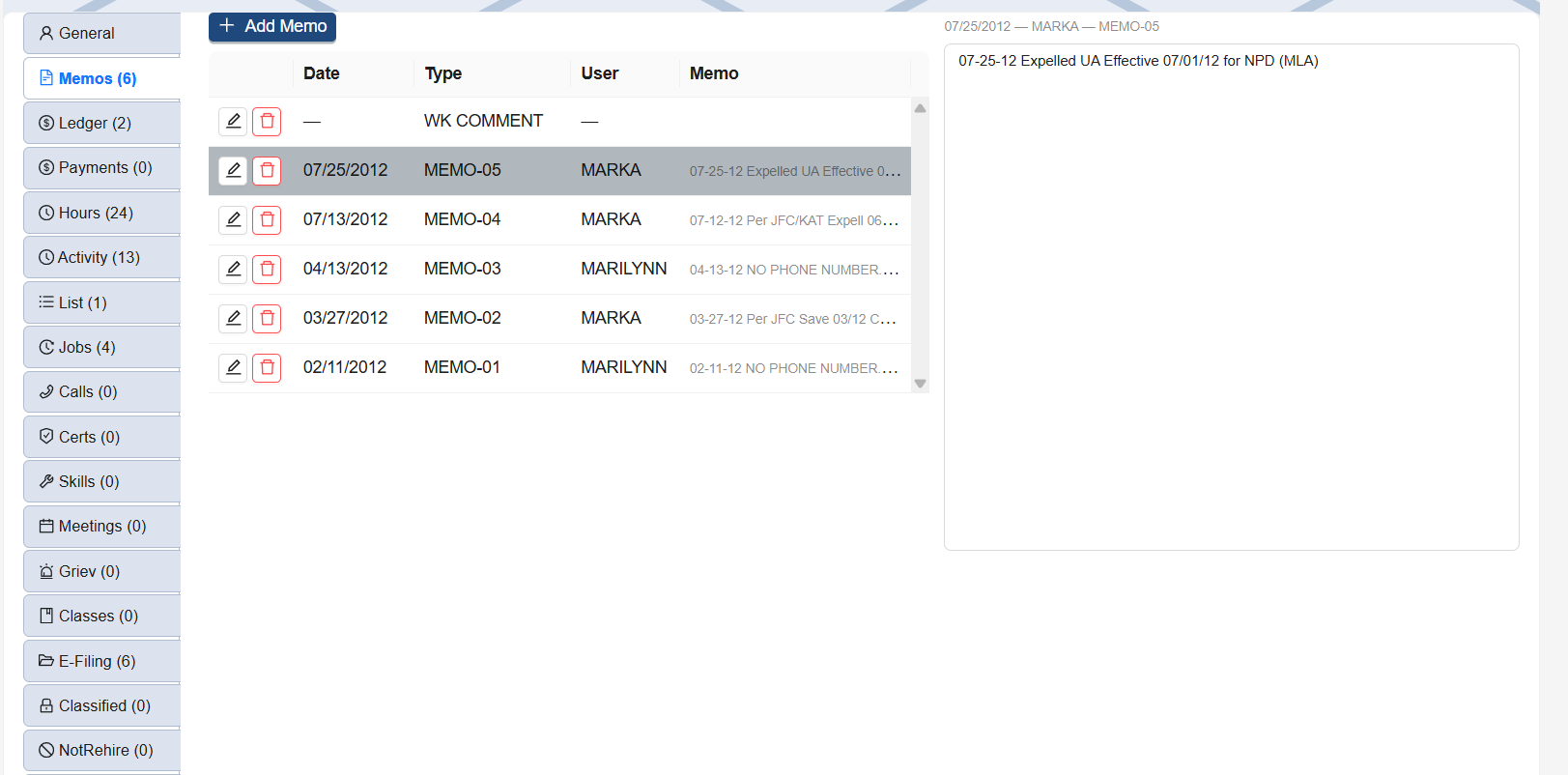 Member Memos