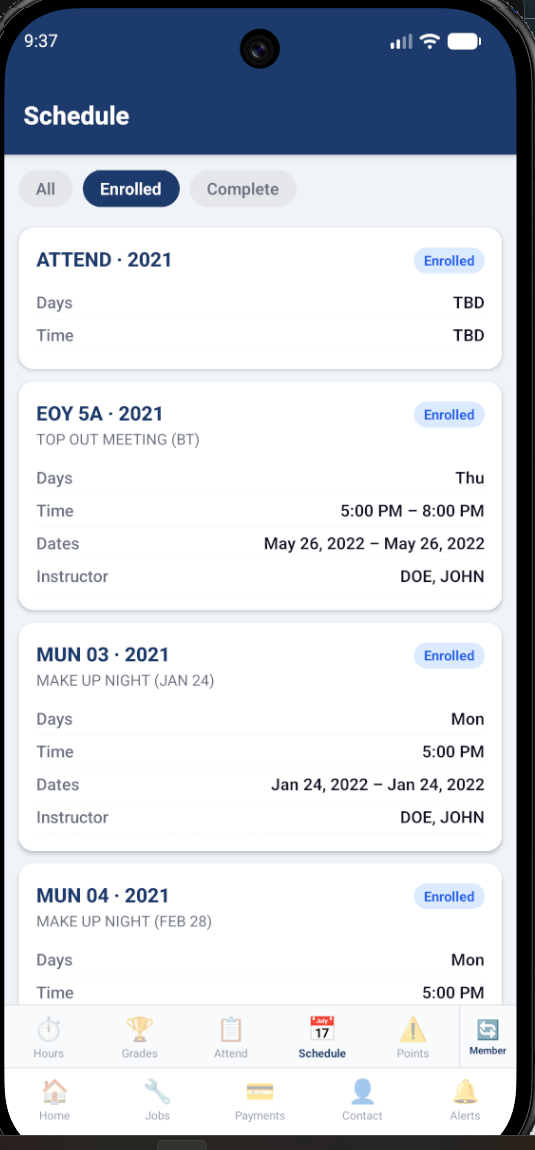 Schedule